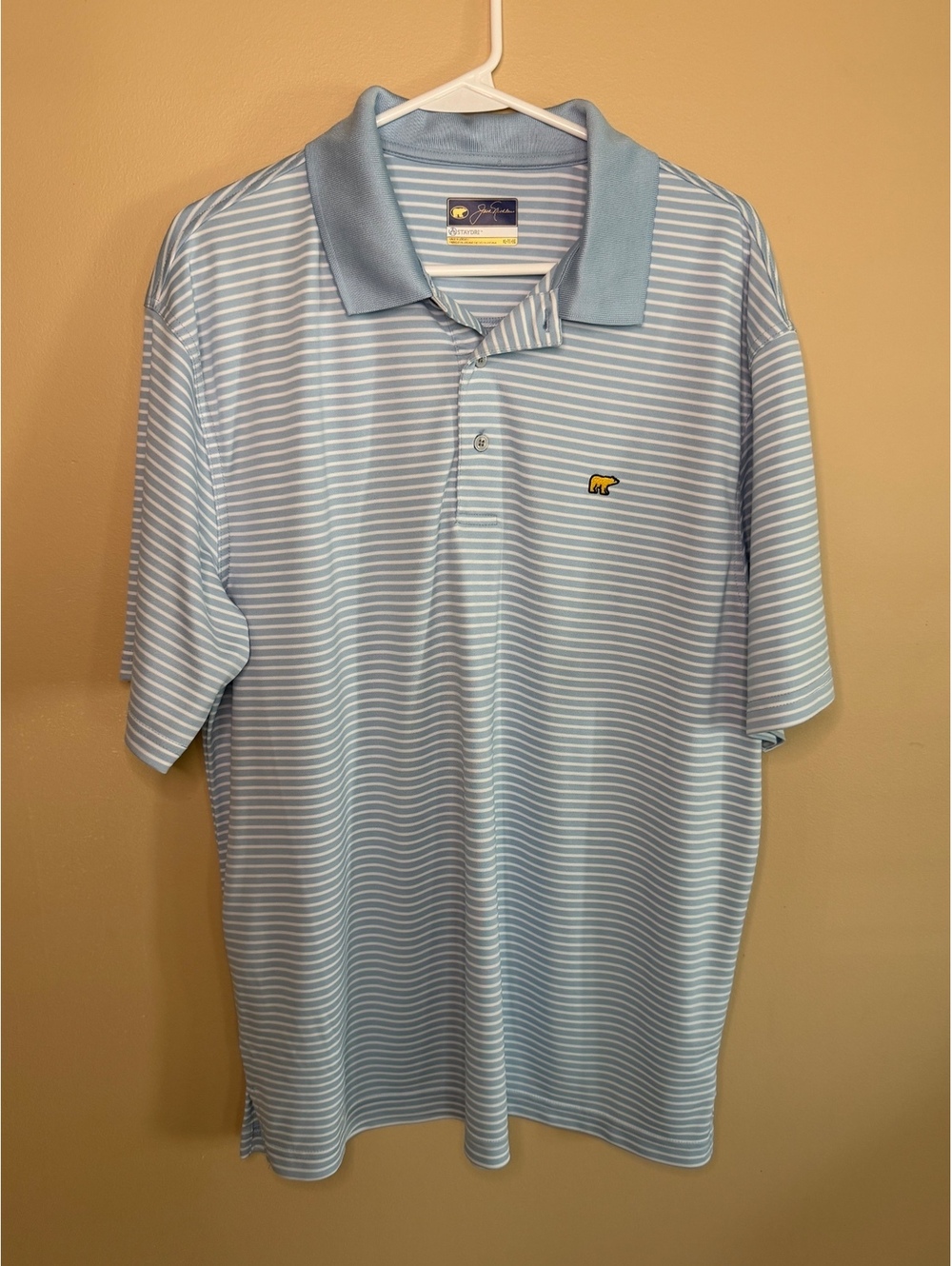 Jack Nicklaus StayDri Light Blue and White Striped Polo Shirt Size XL